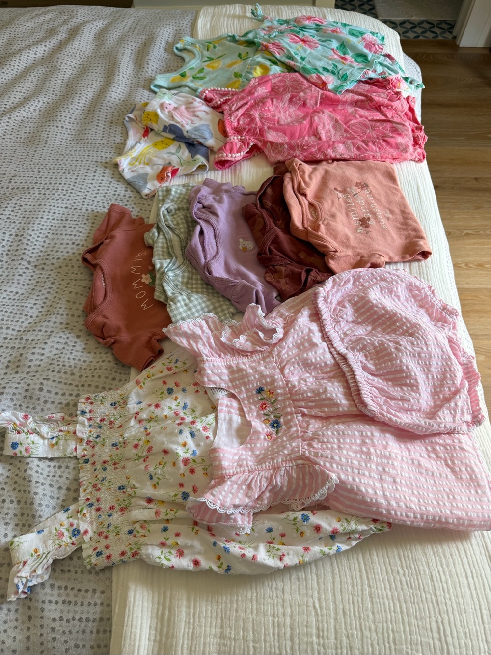 Baby Girls Mixed Outfit Bundle - Pink, Coral, Lavender, Floral